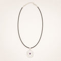 Indian Devotional Pendant - Silver Plated (45cm Cord)- Sun Worship Amethyst
