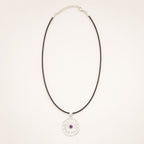 Indian Devotional Pendant - Silver Plated (45cm Cord)- Sun Worship Amethyst