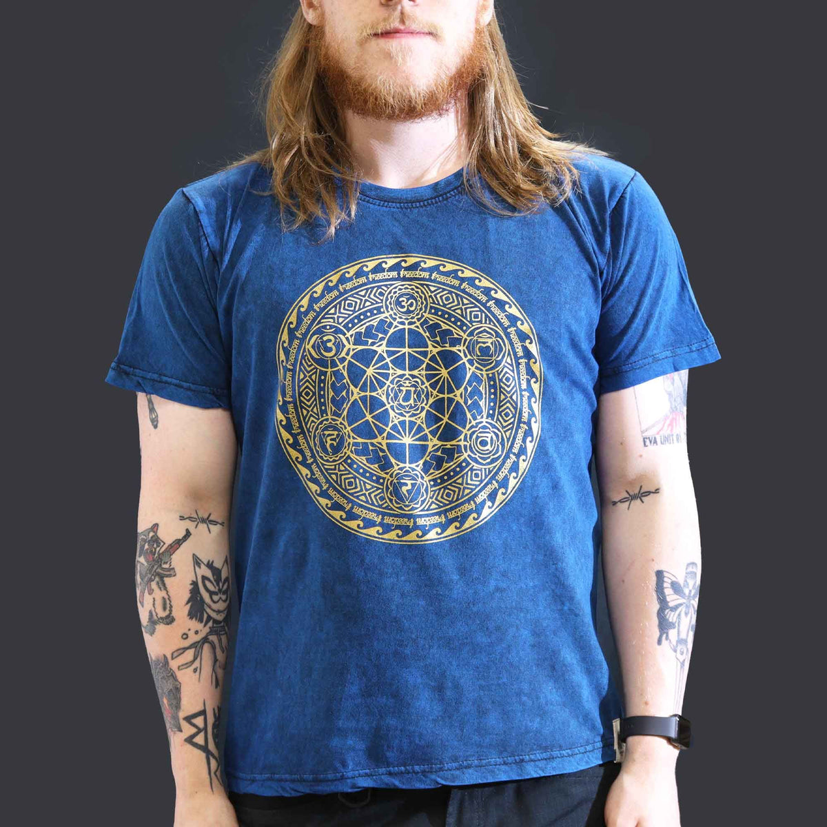 Nomad Sari Stonewashed Cotton T-Shirt â€“ Chakra â€“ Blue â€“ Large