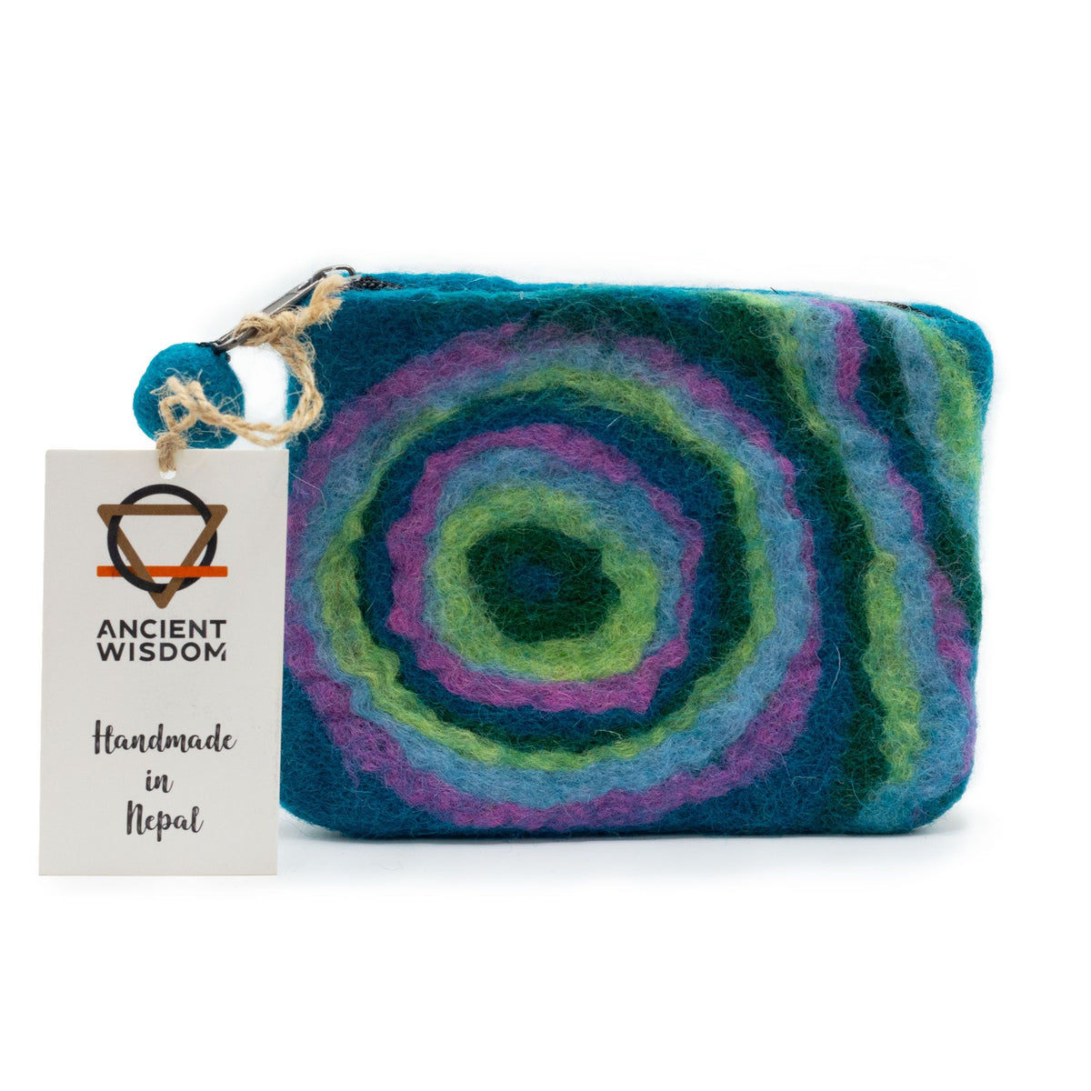 Natural Felt Zipper Pouches - Psychedelic