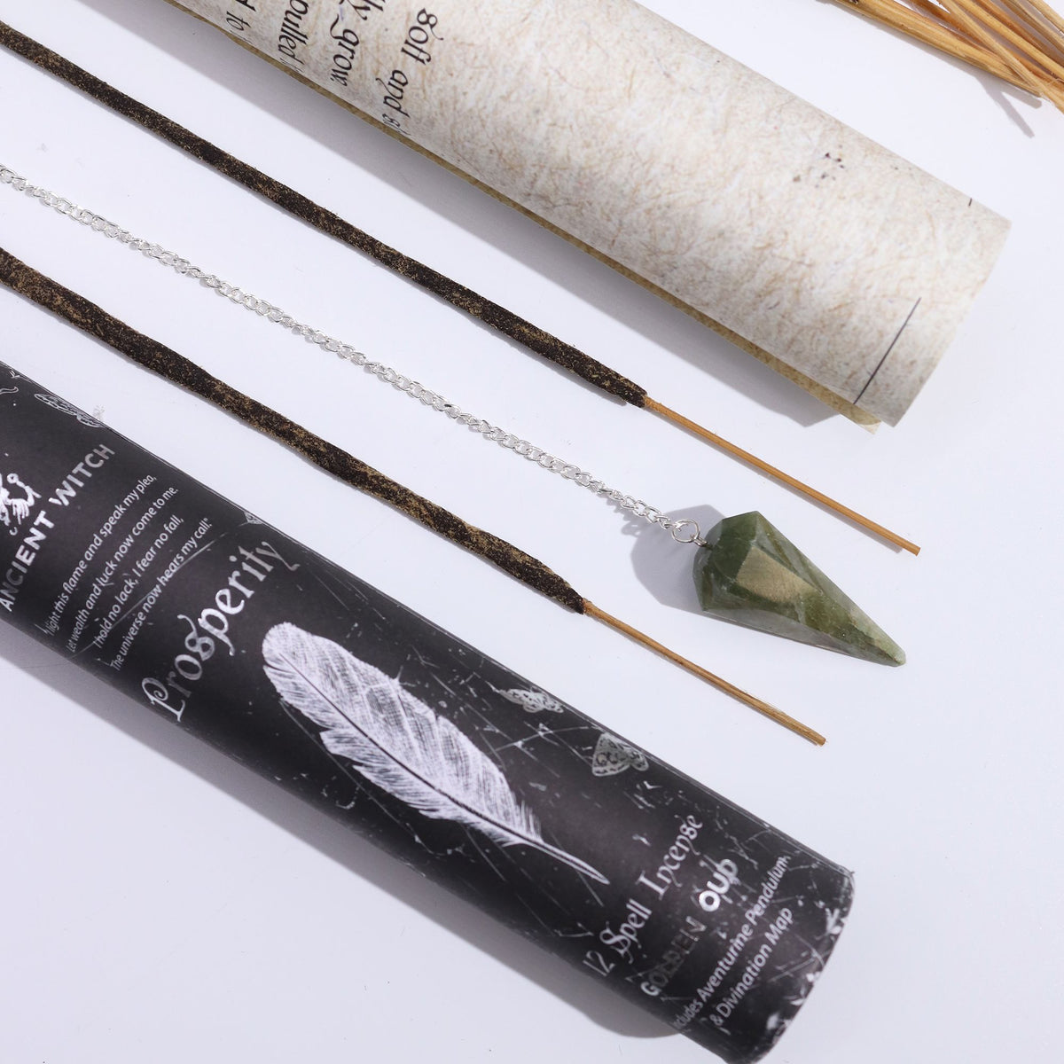 Ancient Witch Spell Incense - Prosperity - Aventurine Pendulum