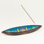 Enamel Incense Bowl - Mango Wood - Mandala