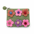 Natural Felt Zipper Pouches - Six Flowers