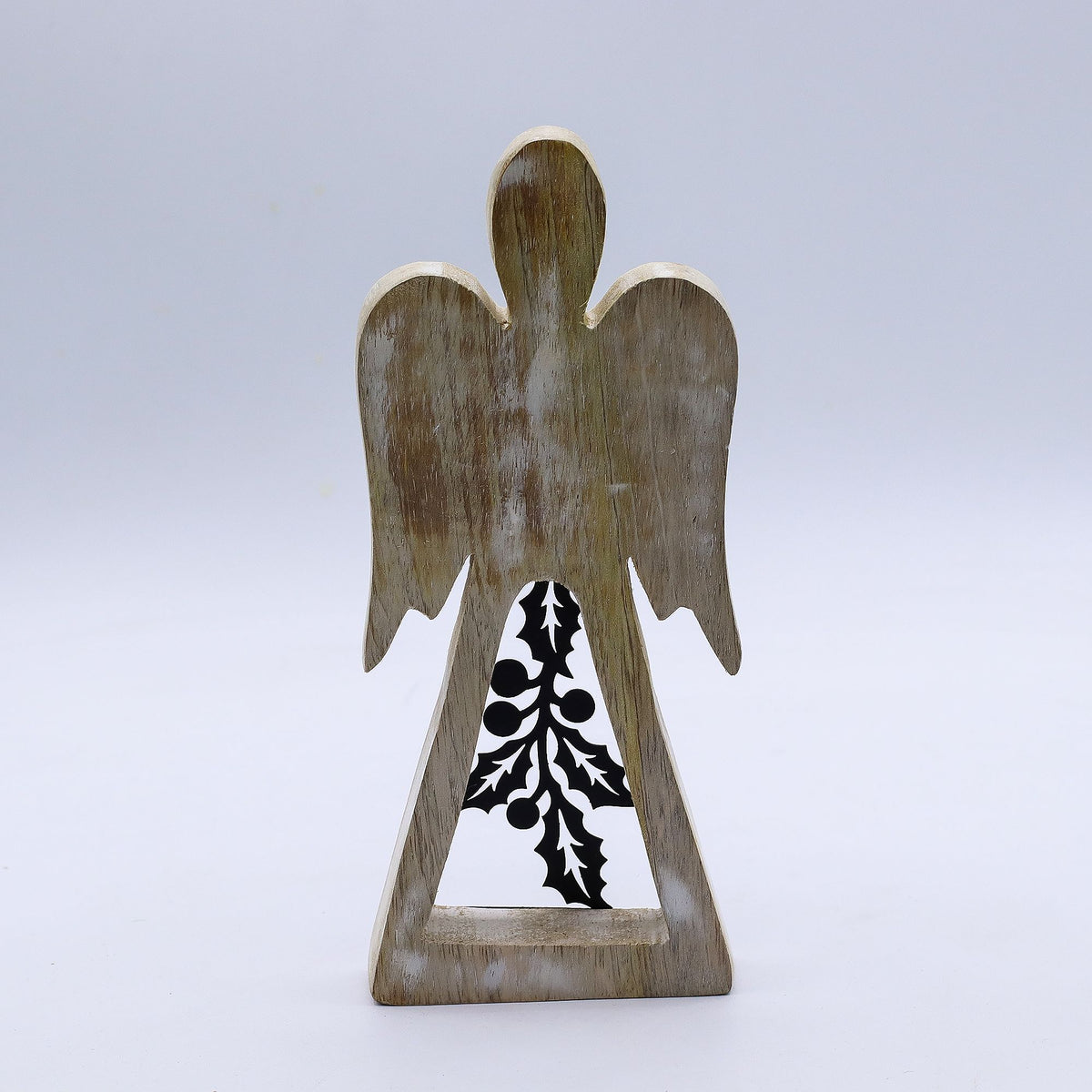 Mango Wood Angel - Whitewash with Iron Decor Cut Out - Mango Wood Angels | Hearth & Amble