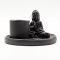 Multi Purpose Buddha Incense Plate - Ceramic Matt Black