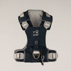 PAW - XS (2-4Kg) Dog Step-in Guardian Harness with Reflective Mesh - Rock Grey - Black Obsidian Charm