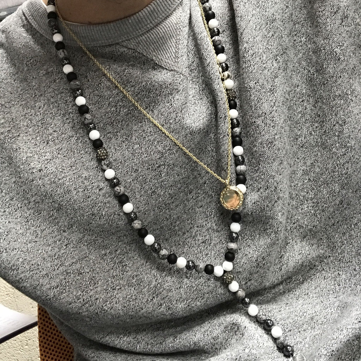 Angel Wing / Multi Beads Gemstone Necklace