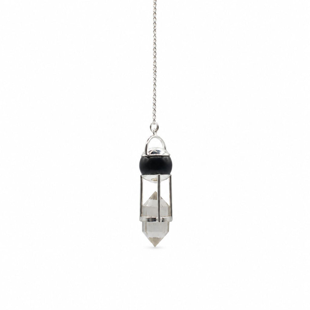 Shadow Seer - Double Power Pendulum - Obsidian Globe - Clear Quartz Double Terminated