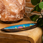 Enamel Incense Bowl - Mango Wood - Mandala