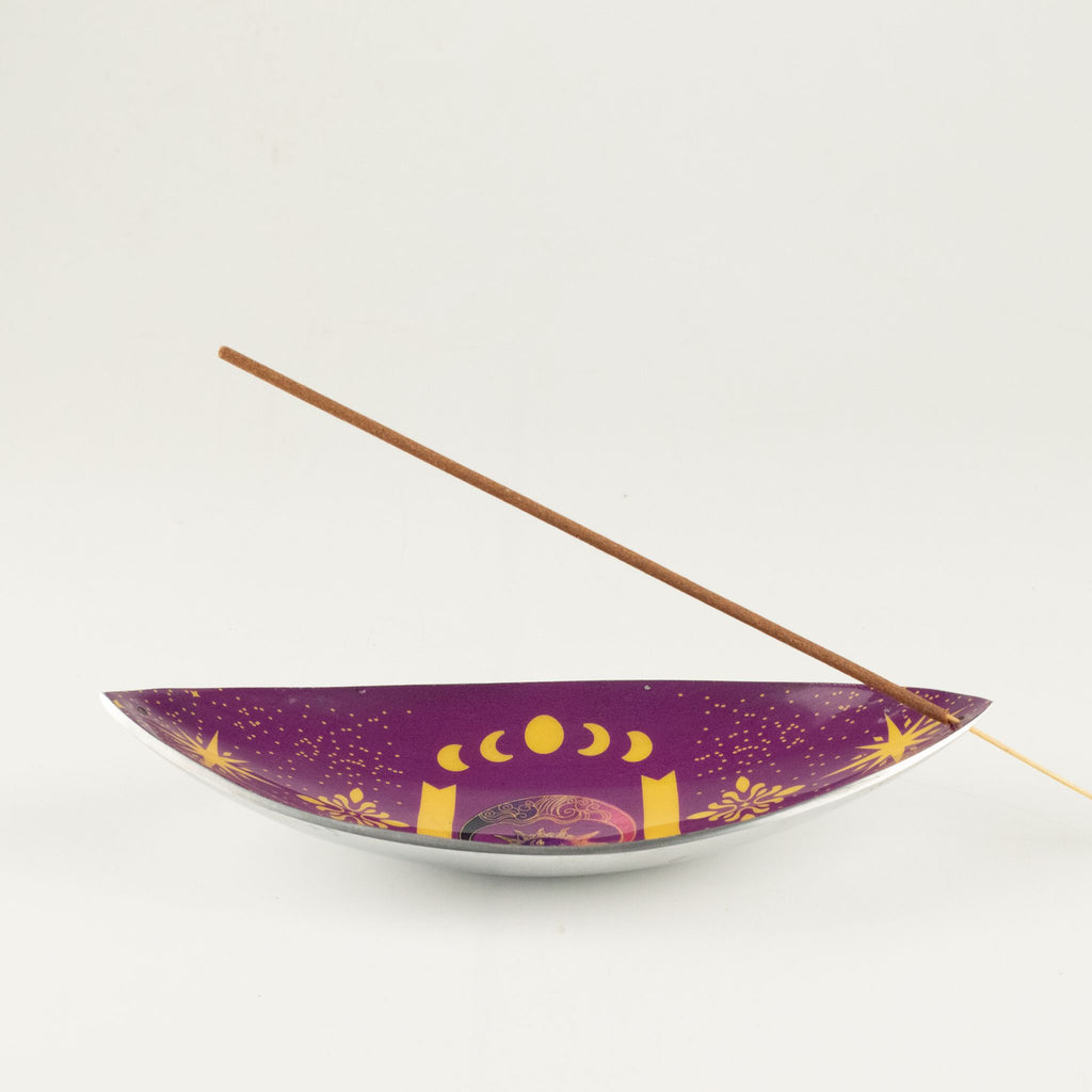 Enamel Incense Bowl - Aluminum - Purple Sun & Moon Phases