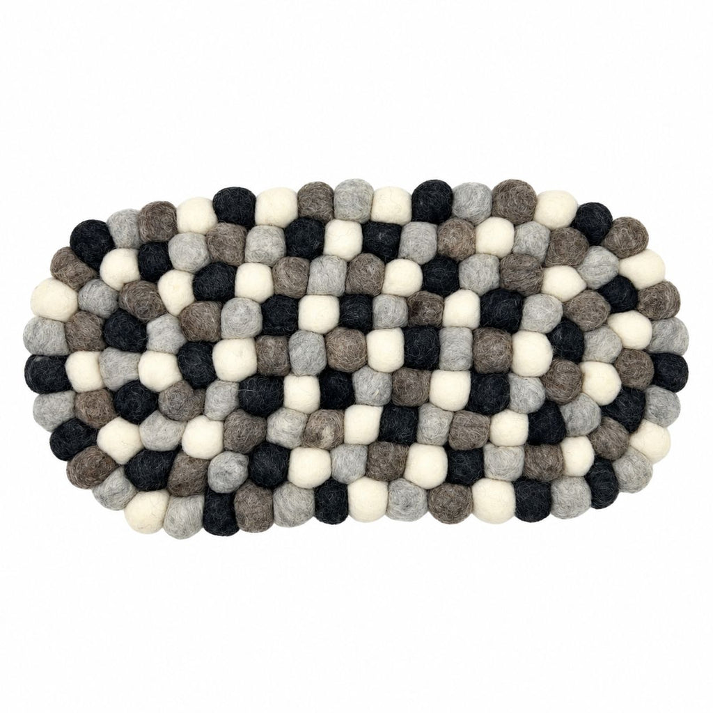 Felt Ball Oval Centre Mat - Multi Grey Colour