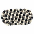 Felt Ball Oval Centre Mat - Multi Grey Colour