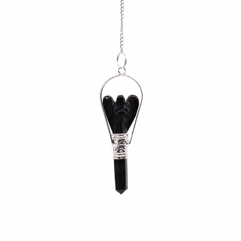 Angel Pendulum with Ring- Black Agate