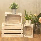 Wooden Storage Crates – Whitewash (Set of 3)