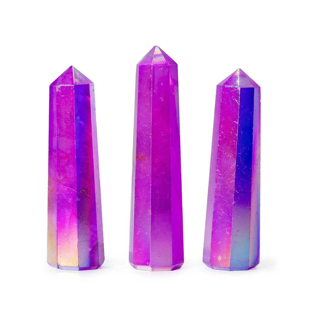 Gemstone Obelisk Point approx 9cm - Aurura Crystal Quartz - Purple