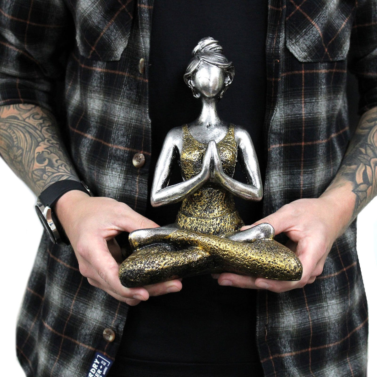 Yoga Lady Figure -  Silver & Gold 24cm