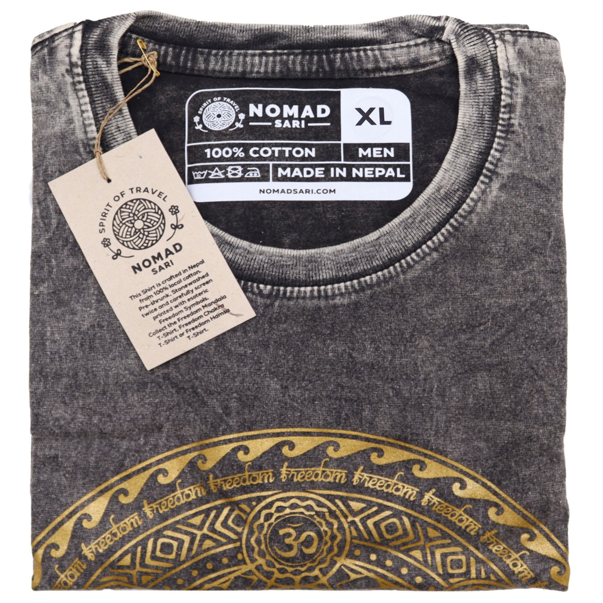 Nomad Sari Stonewashed Cotton T-Shirt â€“ Chakra â€“ Dark Grey â€“ XL