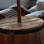 Beer Barrel Table & Parasol Stand â€“ Natural Wood 60 x 48.5 cm