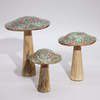 Small Enamelled Mushroom - 10cm - Mediterranean Tile Pattern
