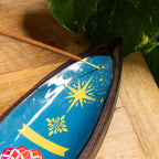Enamel Incense Bowl - Mango Wood - Mandala