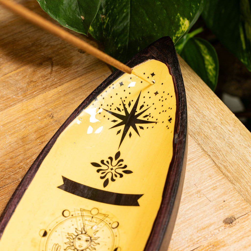 Enamel Incense Bowl - Mango Wood - Hand & Sun