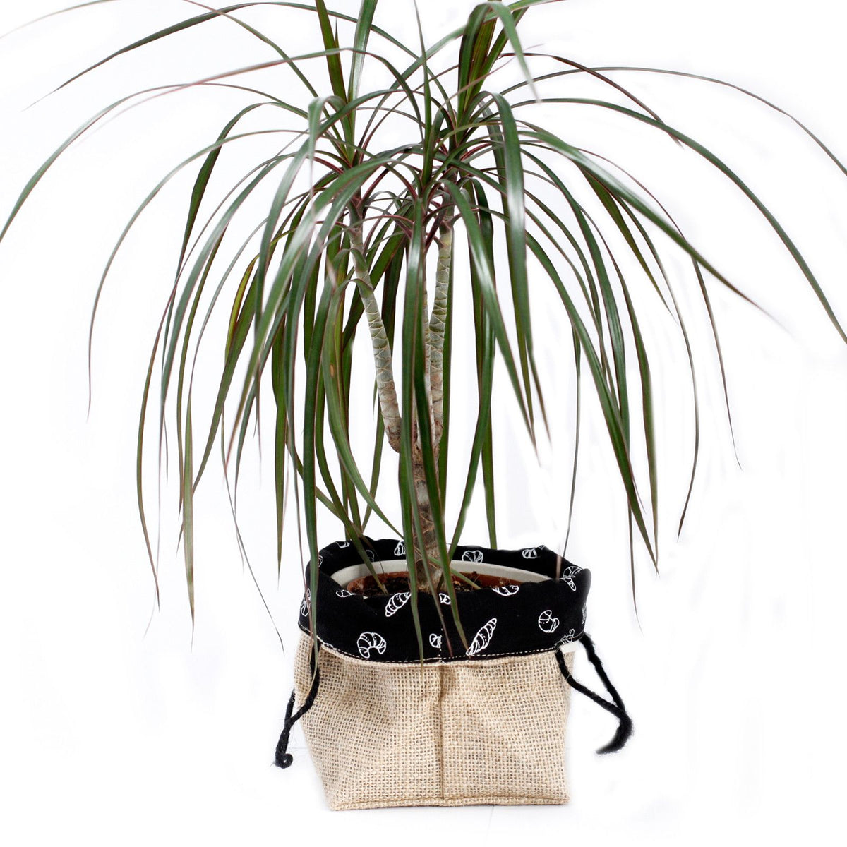 Natural Jute Cotton Gift Bag - Black Lining - Large - Bags & Totes | Hearth & Amble