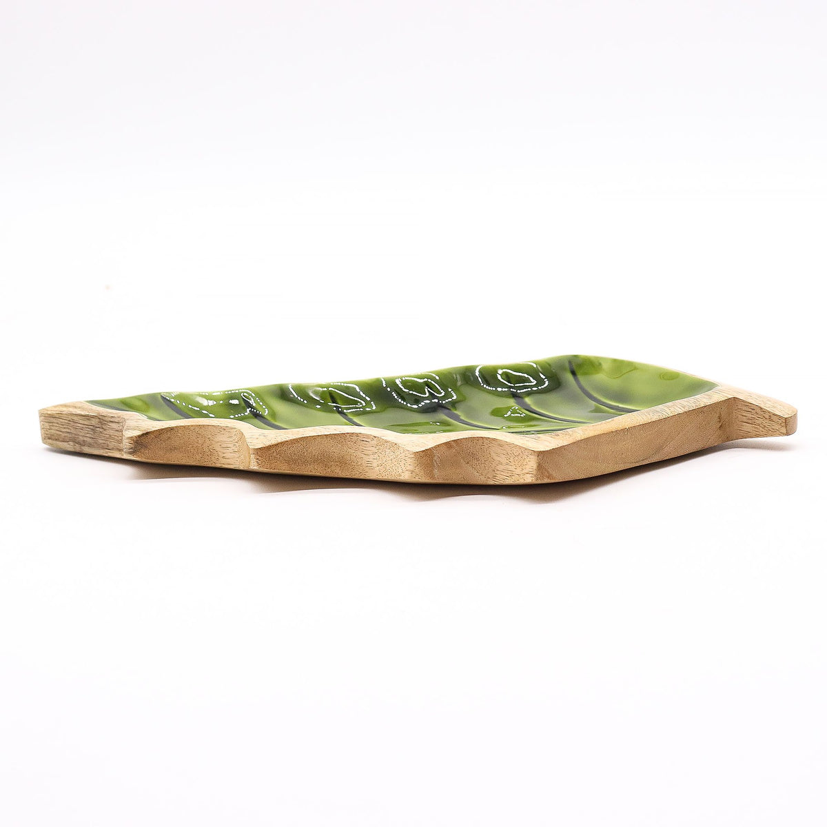 Lost in the Forrest - Enamel Leaf Wooden Bowl - 33x17cm - Lost in the Forest - Wooden Decorations & Bowls | Hearth & Amble