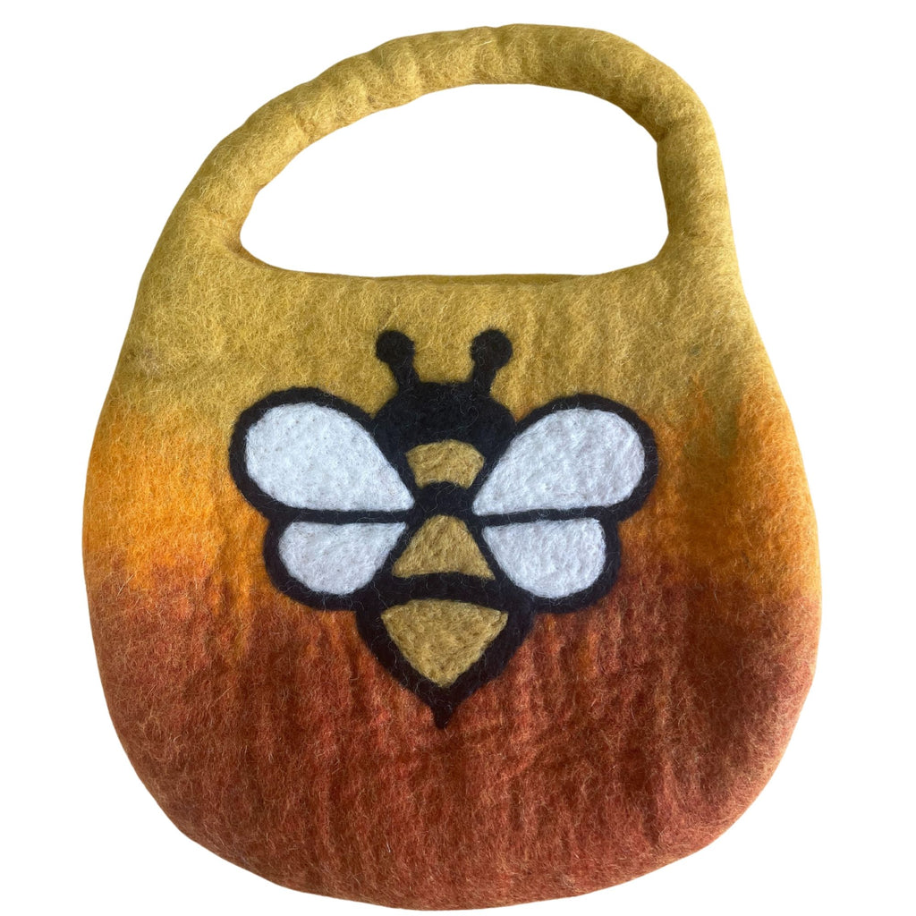Water Felted Bee Bag - One Handle with Magnet  - Sunrise Orange