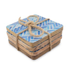 Set of 4 Square Coasters -  Blue Stripes