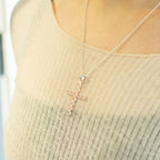 Indian Devotional Pendant - Silver Plated (45cm Chain)- Rose Quartz Crucifix