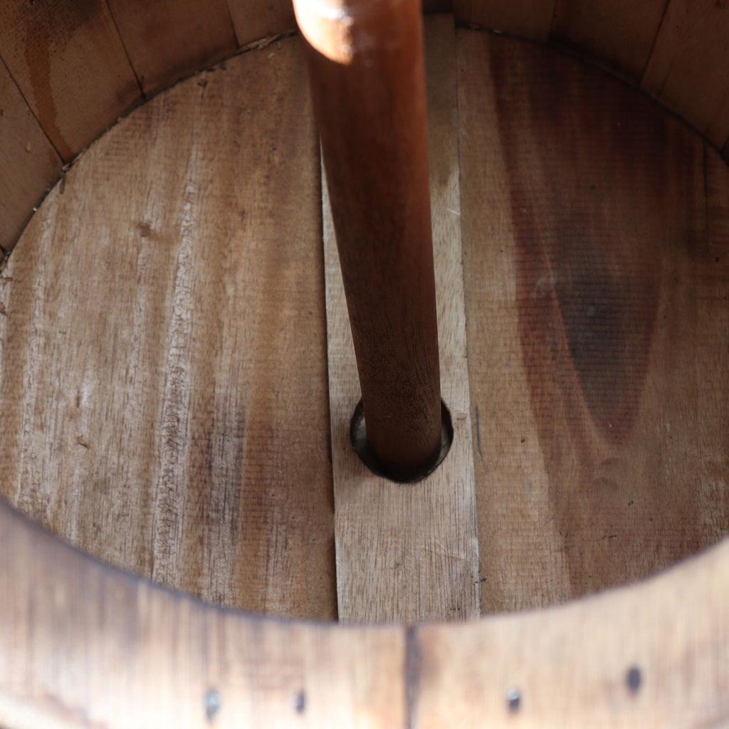 Beer Barrel Table & Parasol Stand â€“ Natural Wood 60 x 48.5 cm
