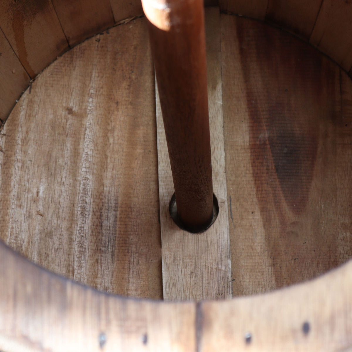 Beer Barrel Table & Parasol Stand â€“ Natural Wood 60 x 48.5 cm