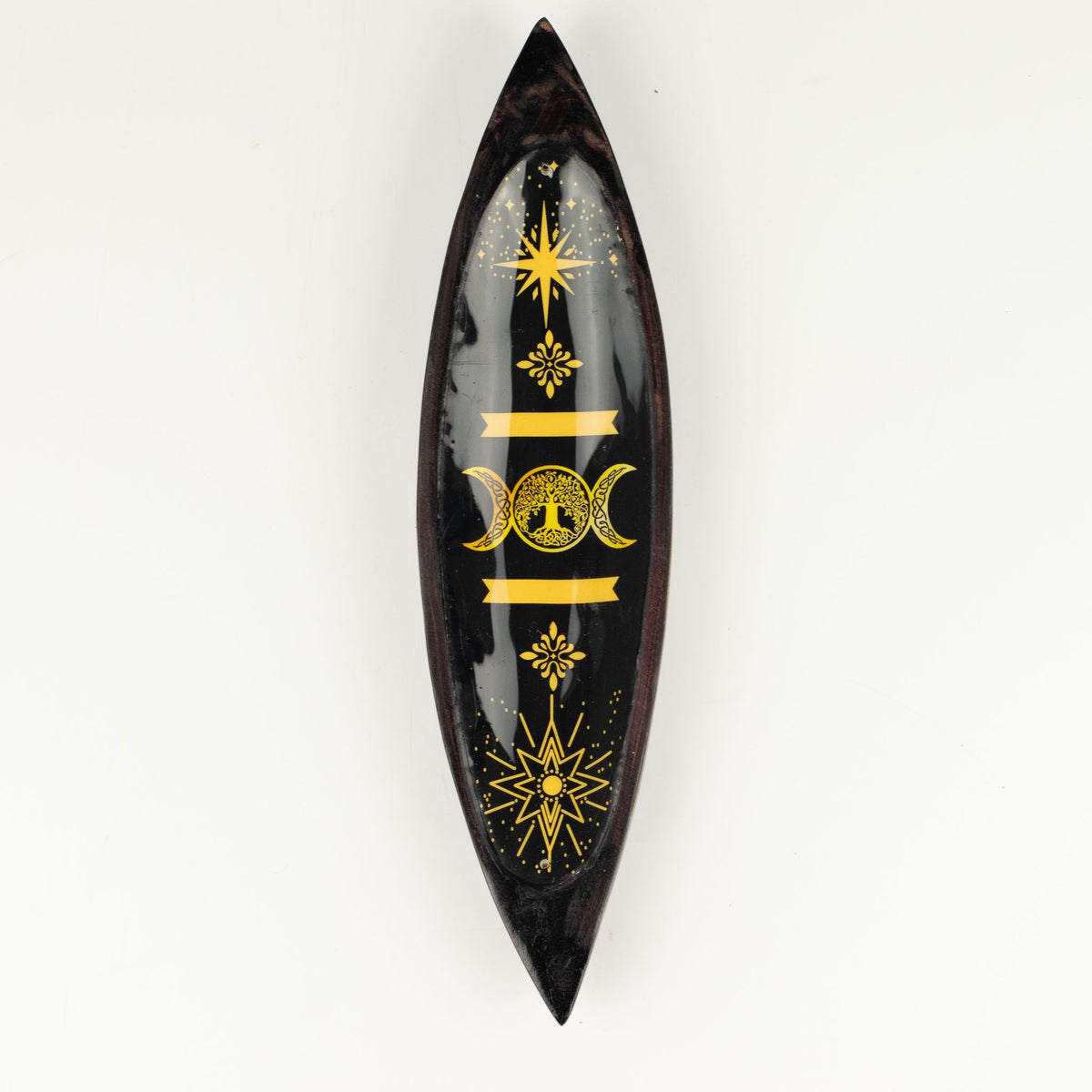 Enamel Incense Bowl - Mango Wood - Triple Moons