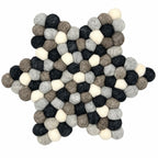 Felt Ball Star Centre Mat - Multi Grey Colour