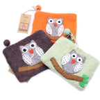 Natural Felt Zipper Pouches - Owl on Branch