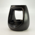 Ceramic Zen Oil Burner - Large Oval Pebble  - Matt Black
