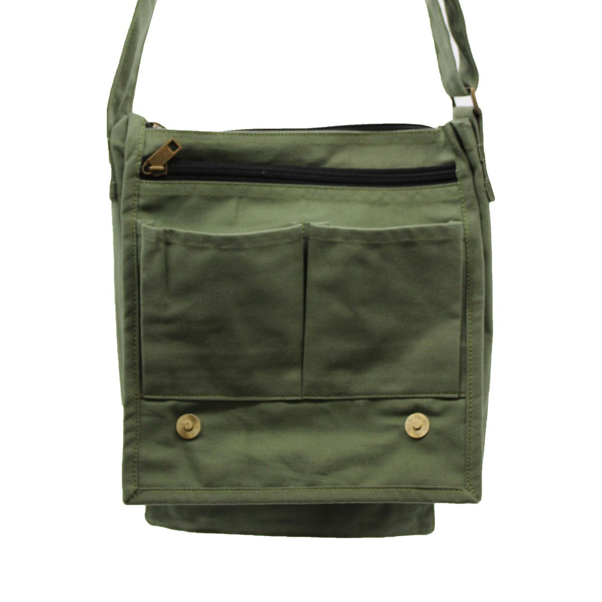 Cotton Canvas Messenger Bag - Green