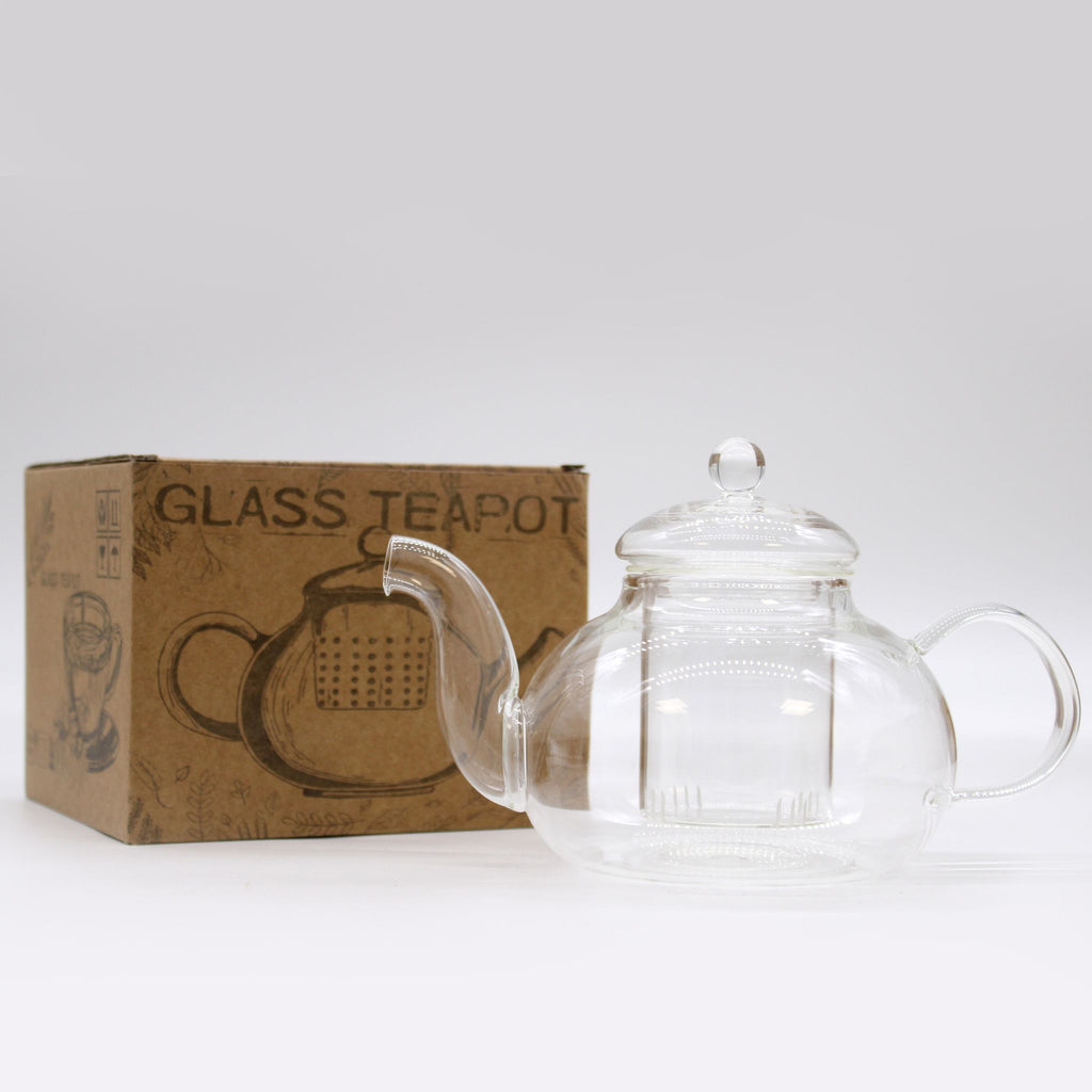 Glass Infuser Teapot - Gift Boxed - Round Pearl - 800ml