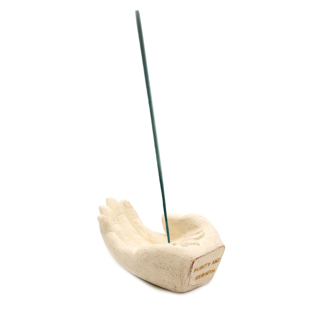Hand Incense Burner - Lotus (white)