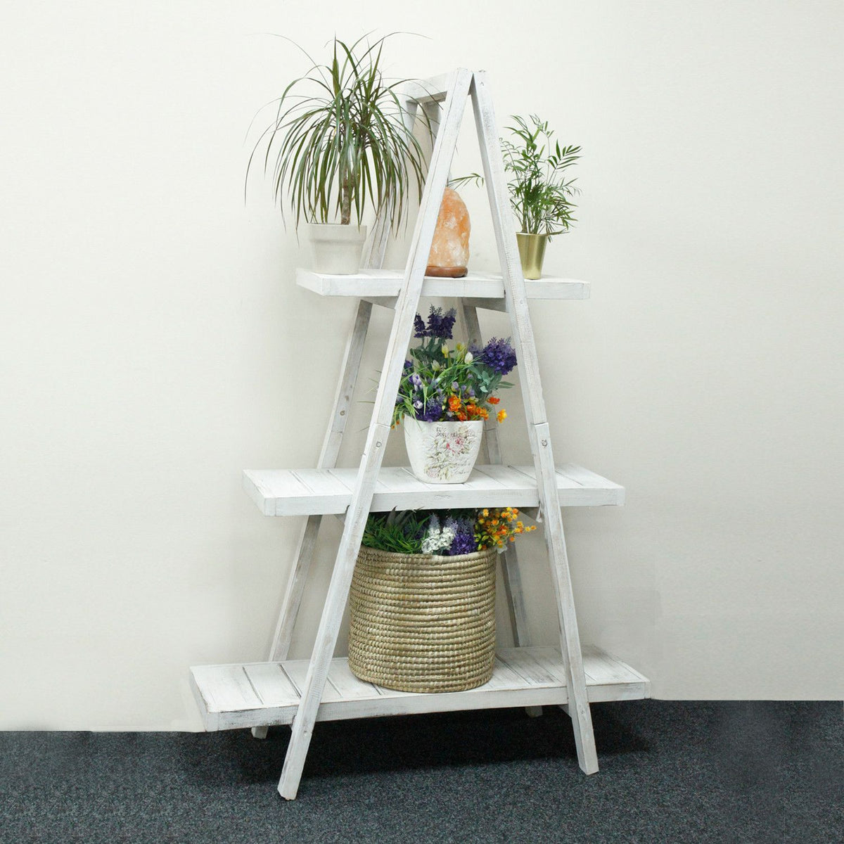 Folding Wooden A-Frame Shelf – Whitewash