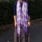 Boho Java Art Stole/Scarf - Lavender Stripes & Motiff - 62x200cm