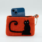 Natural Felt Zipper Pouches - Cat Face