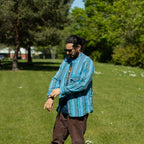 Nomad Sari Grandad Shirt - Turquoise - Medium