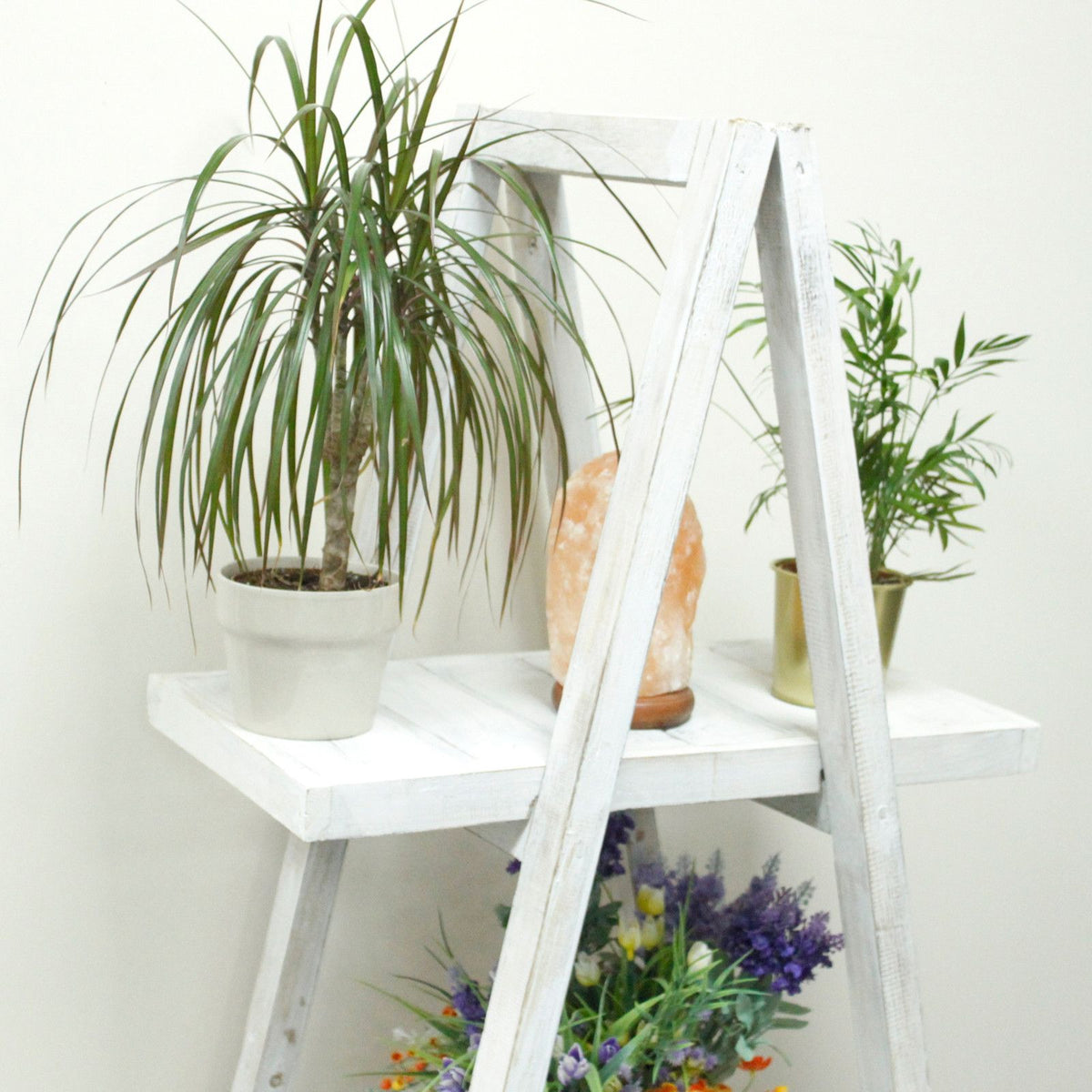 Folding Wooden A-Frame Shelf – Whitewash