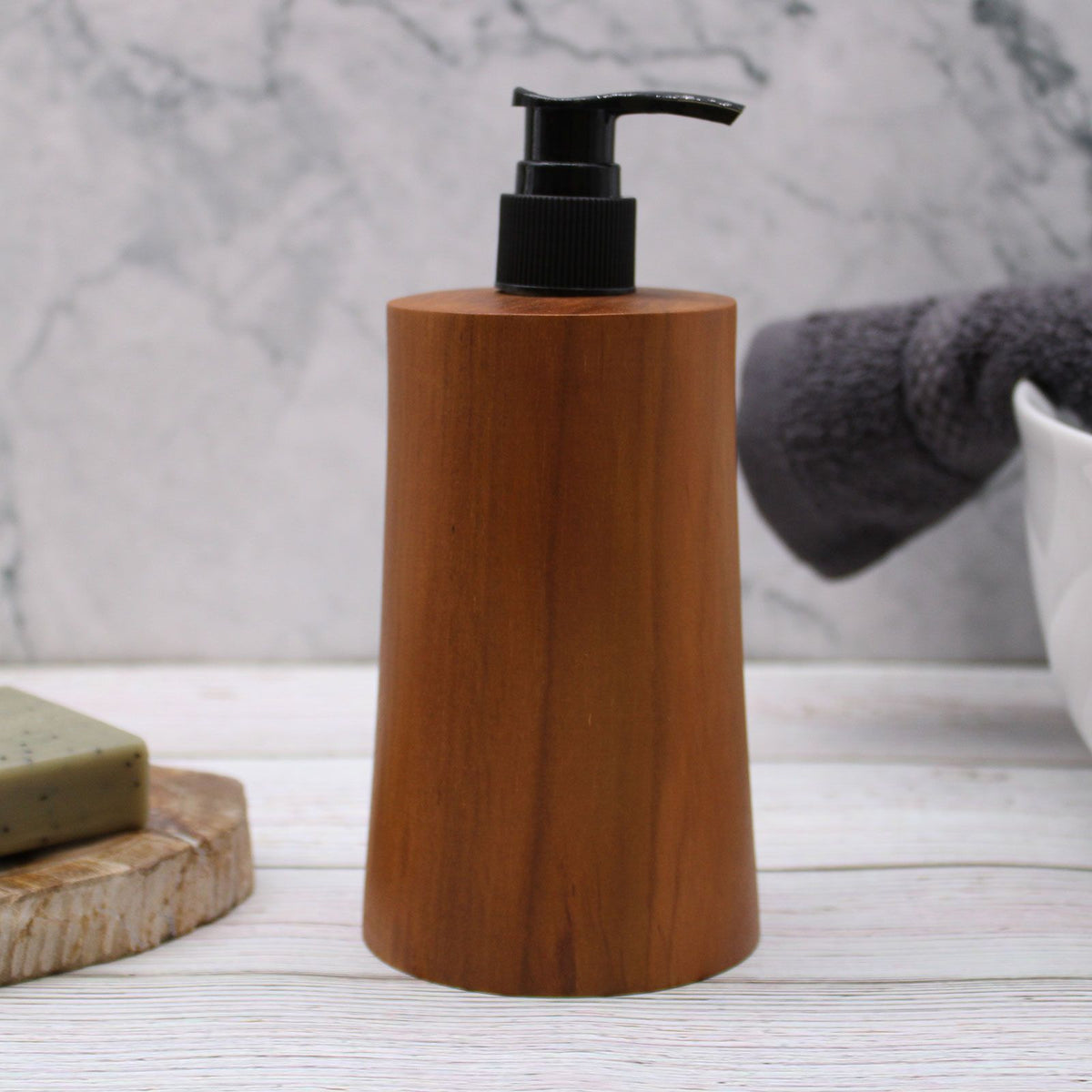 Natural Teakwood Soap Dispenser - Taper - Soaps | Hearth & Amble