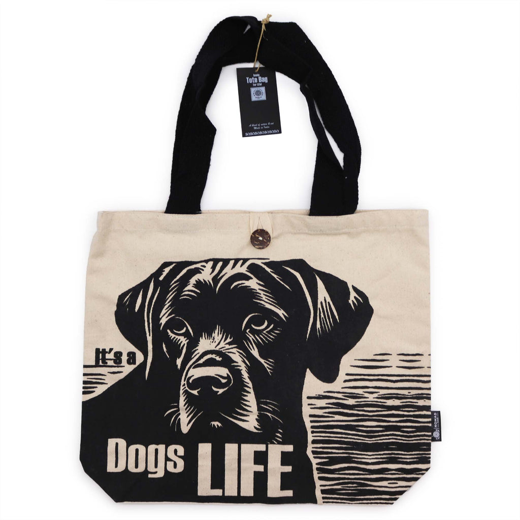 Iconic Classic Tote Bag - It's a Dogs Life - White 10oz - Bags & Totes | Hearth & Amble