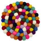 Felt Ball Round Placemat - Multi Colour