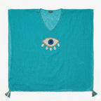 Nomad Sari On the Med Collection - Kaftan - Turquoise with Gold & White Large Evil Eye