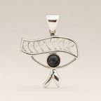 Indian Devotional Pendant - Silver Plated (45cm Cord)- Cleopatra Eye - Iolite