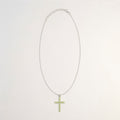 Indian Devotional Pendant - Silver Plated (45cm Chain)- Peridot Crucifix